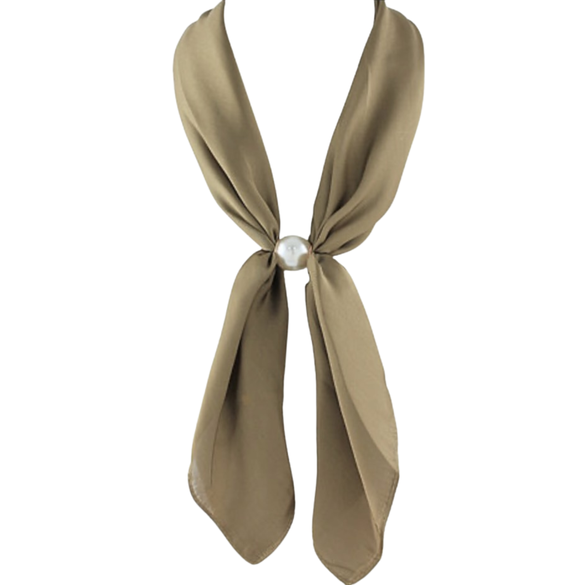 Scarf Necklace with Pearl Accent in olive