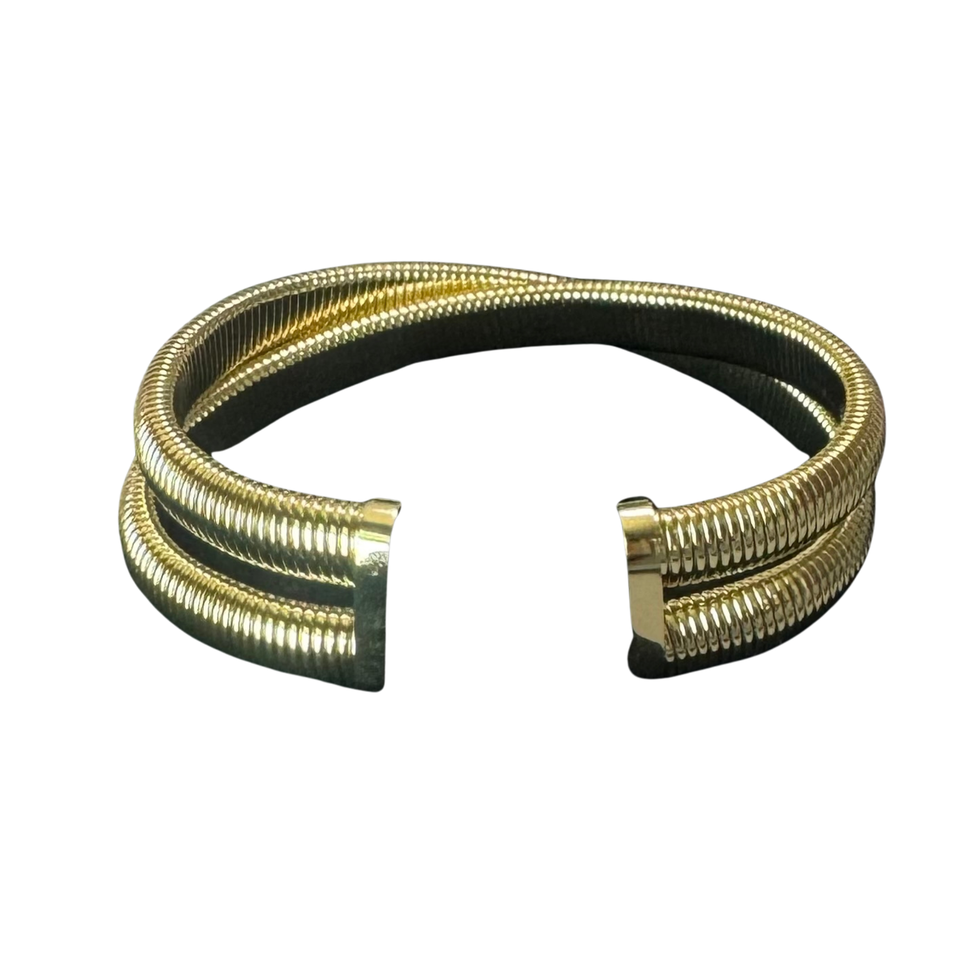 Elevate your wrist with this stunning open coiled bangle, crafted in lustrous gold. The modern coiled design creates dynamic visual interest while the open cuff style offers comfortable, adjustable wear for any wrist size. Perfect for layering or wearing solo, this versatile piece transitions seamlessly from everyday elegance to special occasions. A timeless addition to any jewelry collection.