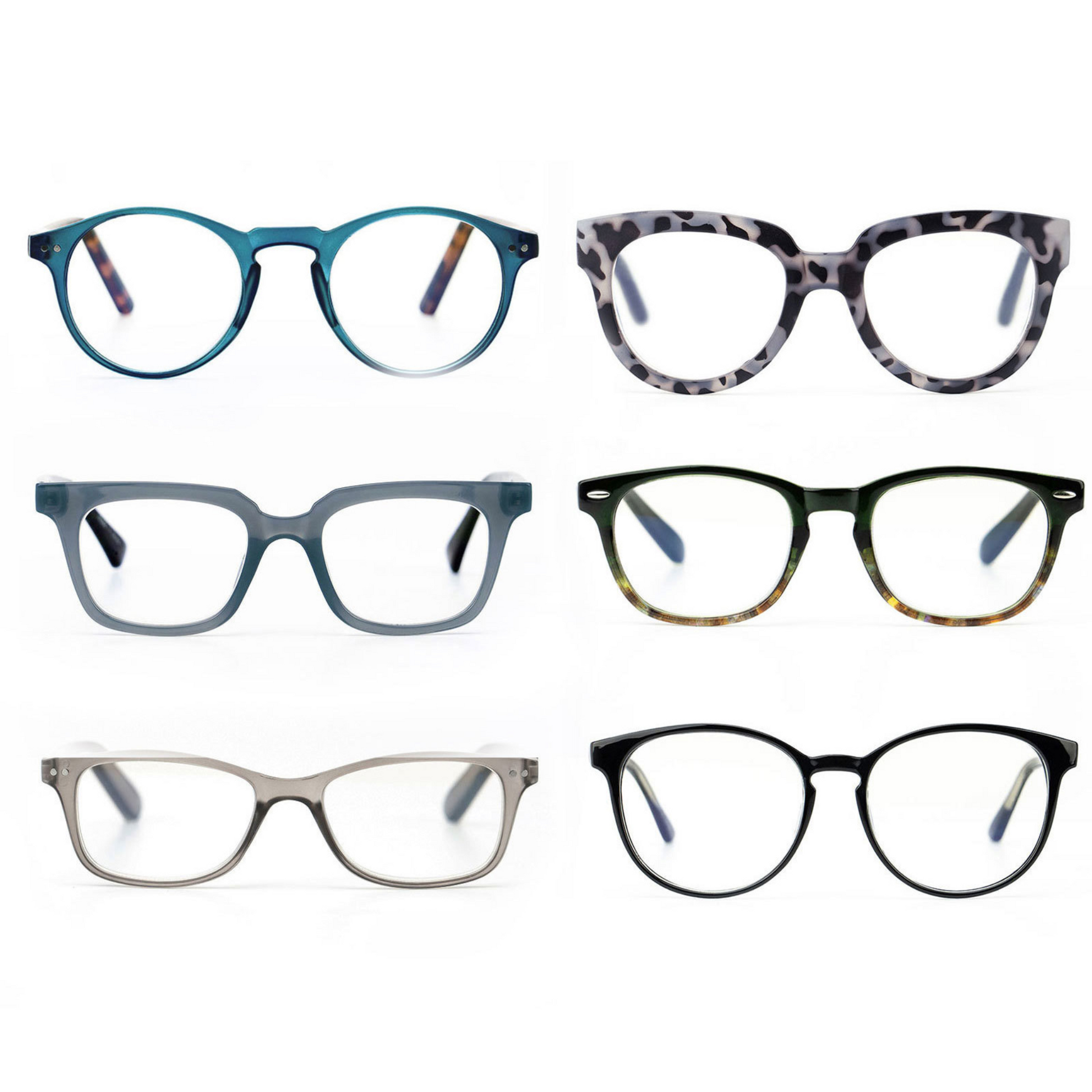 Optimum Optical reading glasses. Available in a variety of colors and styles