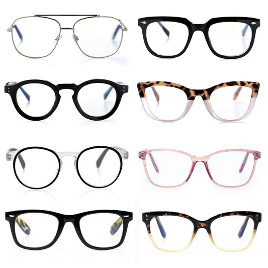 Optimum Optical reading glasses. Available in a variety of colors and styles.