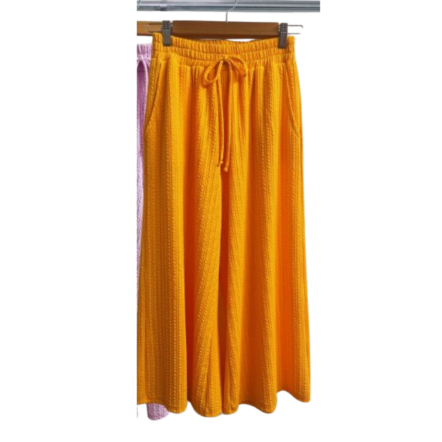 Twist Ribbed Capri Pants in neon orange