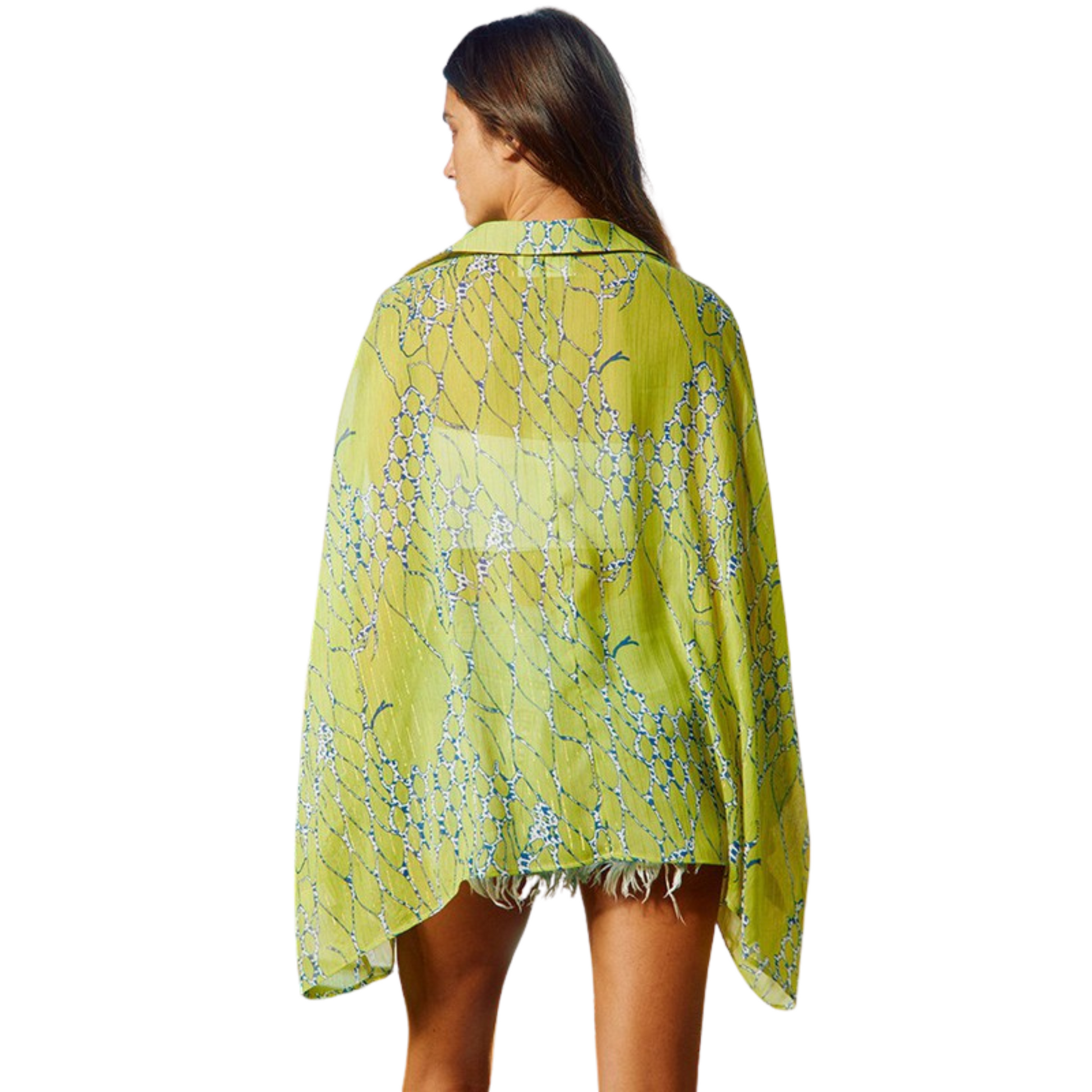 Stay cool in summer with our Oversized Batwing Sheer Top. Crafted from breathable sheer fabric, this green top features a button-up front and long sleeves for lightweight coverage. Perfect for outdoors or beach days.