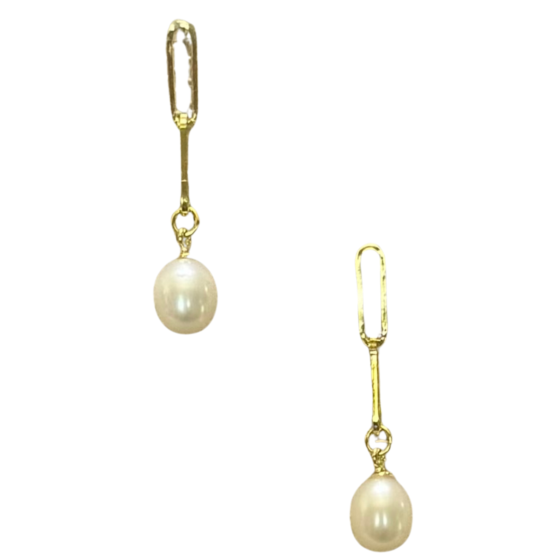 Elegant pearl dangle earrings featuring lustrous pearls with delicate gold accents and a sophisticated chain link design. These timeless pieces catch the light beautifully, adding a touch of refined glamour to any outfit. Perfect for both everyday wear and special occasions, the gentle sway of the dangles creates graceful movement. A versatile accessory that complements any style.