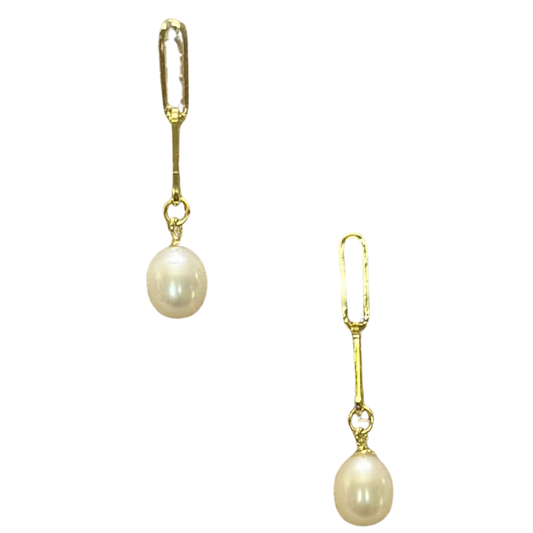 Elegant pearl dangle earrings featuring lustrous pearls with delicate gold accents and a sophisticated chain link design. These timeless pieces catch the light beautifully, adding a touch of refined glamour to any outfit. Perfect for both everyday wear and special occasions, the gentle sway of the dangles creates graceful movement. A versatile accessory that complements any style.