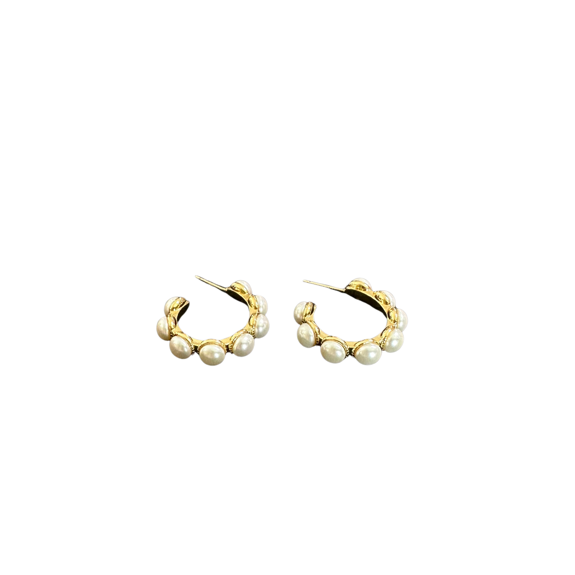 Elevate your everyday look with these stunning Pearl Hoop Earrings from Perdido Gems. Crafted with lustrous pearls and gleaming gold accents, these timeless hoops blend classic elegance with modern sophistication. Perfect for layering or wearing solo, they transition seamlessly from day to night. The lustrous pearl details catch the light beautifully, while the gold framework adds warmth and dimension. A versatile essential for any jewelry collection.