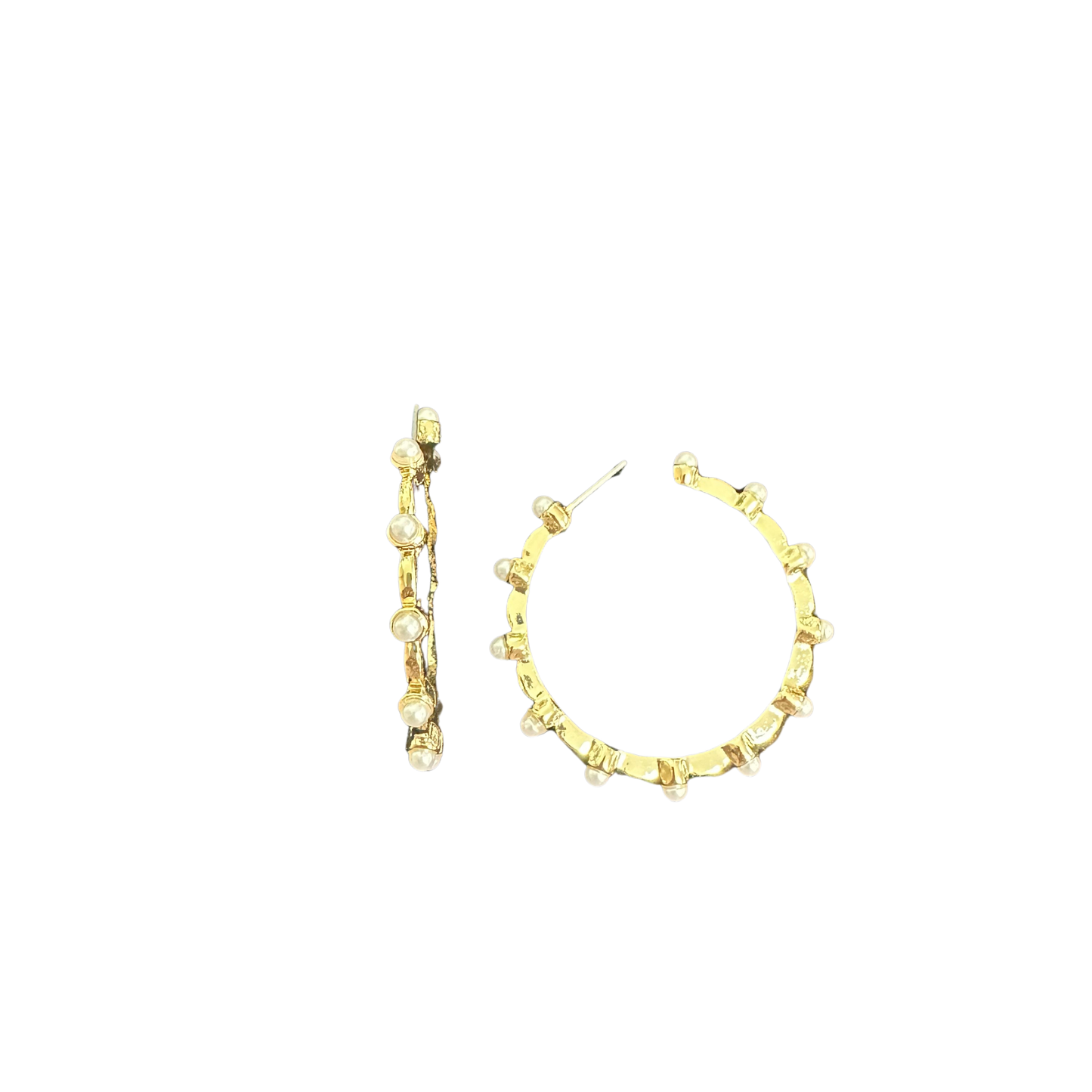 Elevate your everyday look with these stunning Pearl Accent Hoops from Perdido Gems. Crafted with lustrous pearls and gleaming gold accents, these classic hoops blend timeless elegance with modern sophistication. The perfect addition to any jewelry collection, they transition seamlessly from day to night. Versatile, radiant, and designed to complement any style.