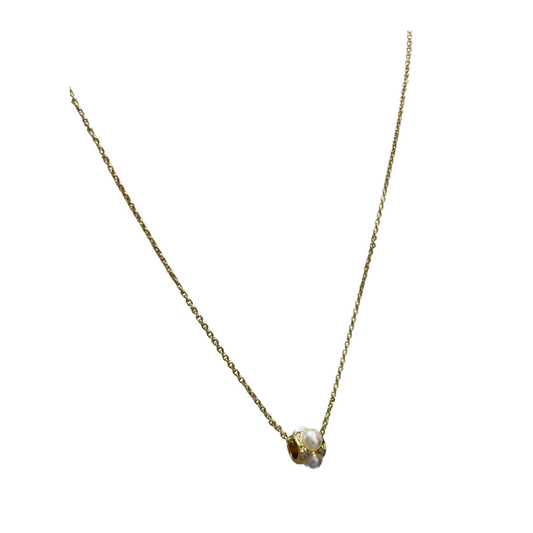 This gold pearl accent necklace is perfect for adding a touch of elegance to any outfit. The pearl accent pendant adds a classic and sophisticated look, while the short length makes it ideal for everyday wear. Crafted with high-quality materials, this necklace is a must-have for any jewelry collection.