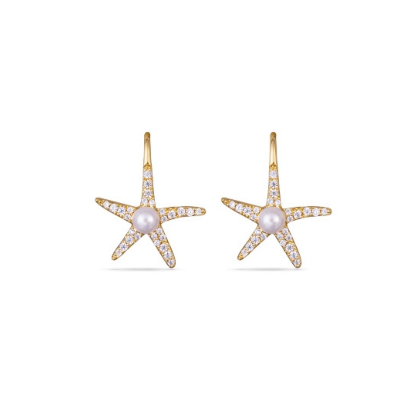 Pearl Starfish Gold Earrings