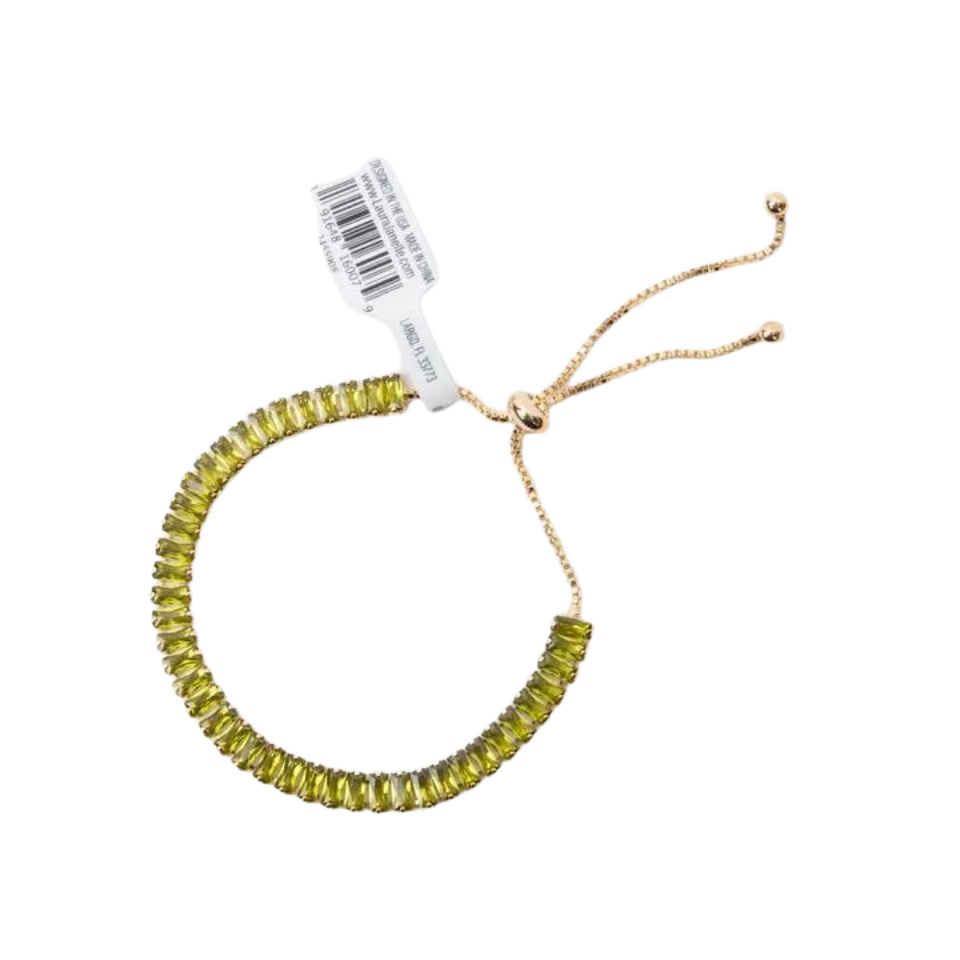 14K gold plated adjustable tennis bracelet in peridot