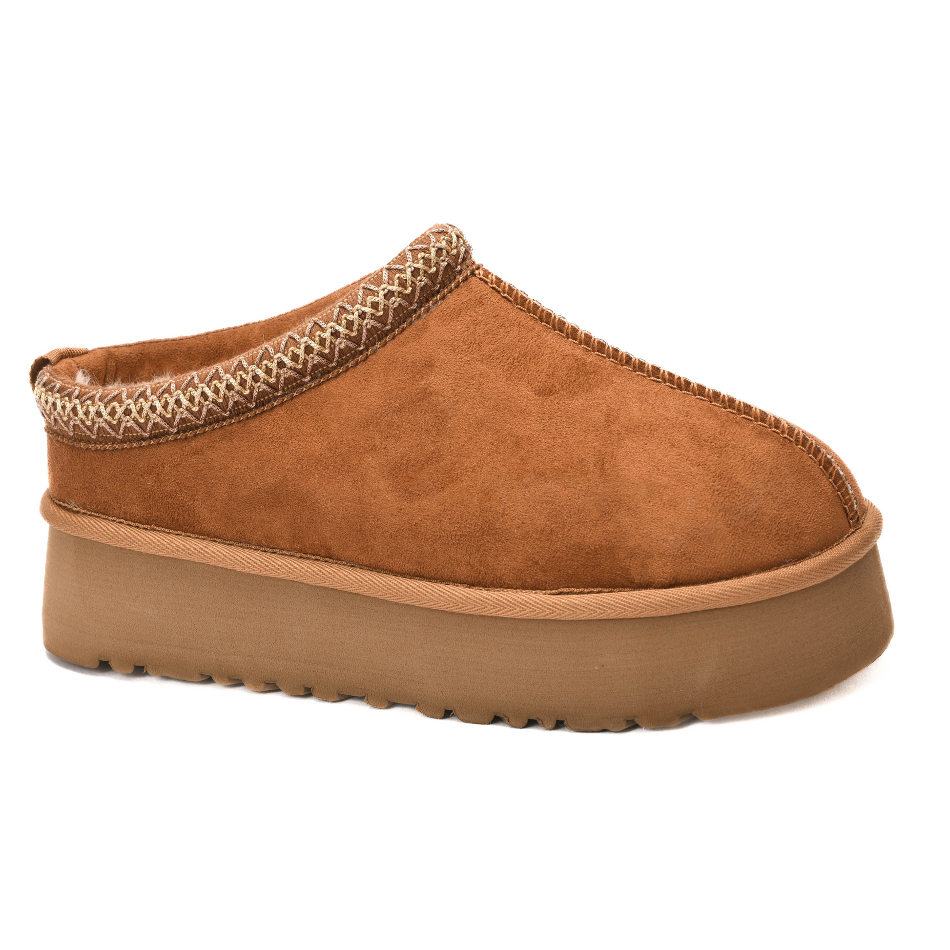 Pillow Talk is a comfortable and stylish mule by Corkys, featuring a tobacco-colored faux suede material with delicate embroidered accents. Expertly crafted for both fashion and function, this shoe is perfect for any occasion.