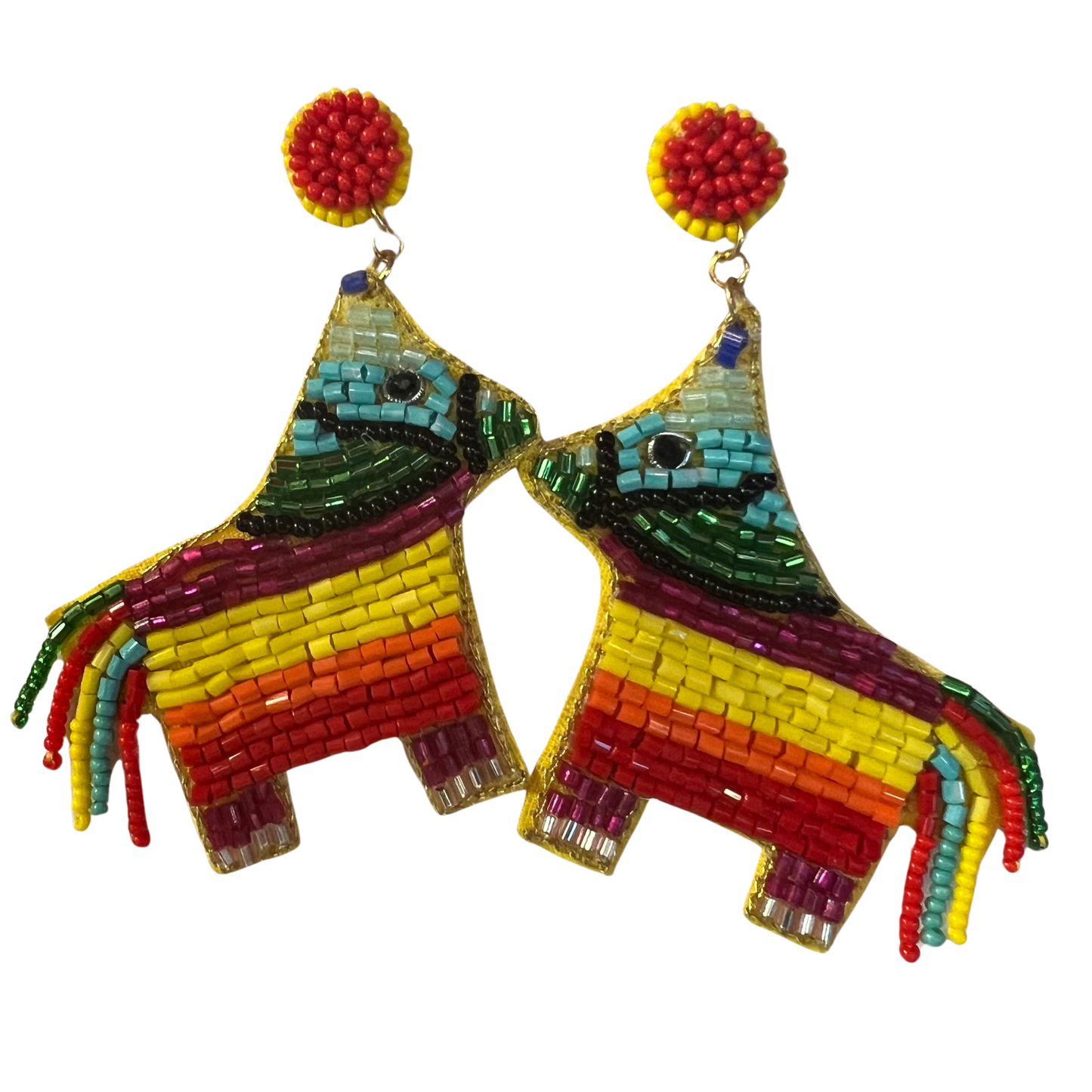 These fun Piñata Earrings are perfect for any fiesta occasion! The colorful, dangle earrings feature a playful piñata design in a rainbow of colors. Let these stylish earrings be part of your festive look.