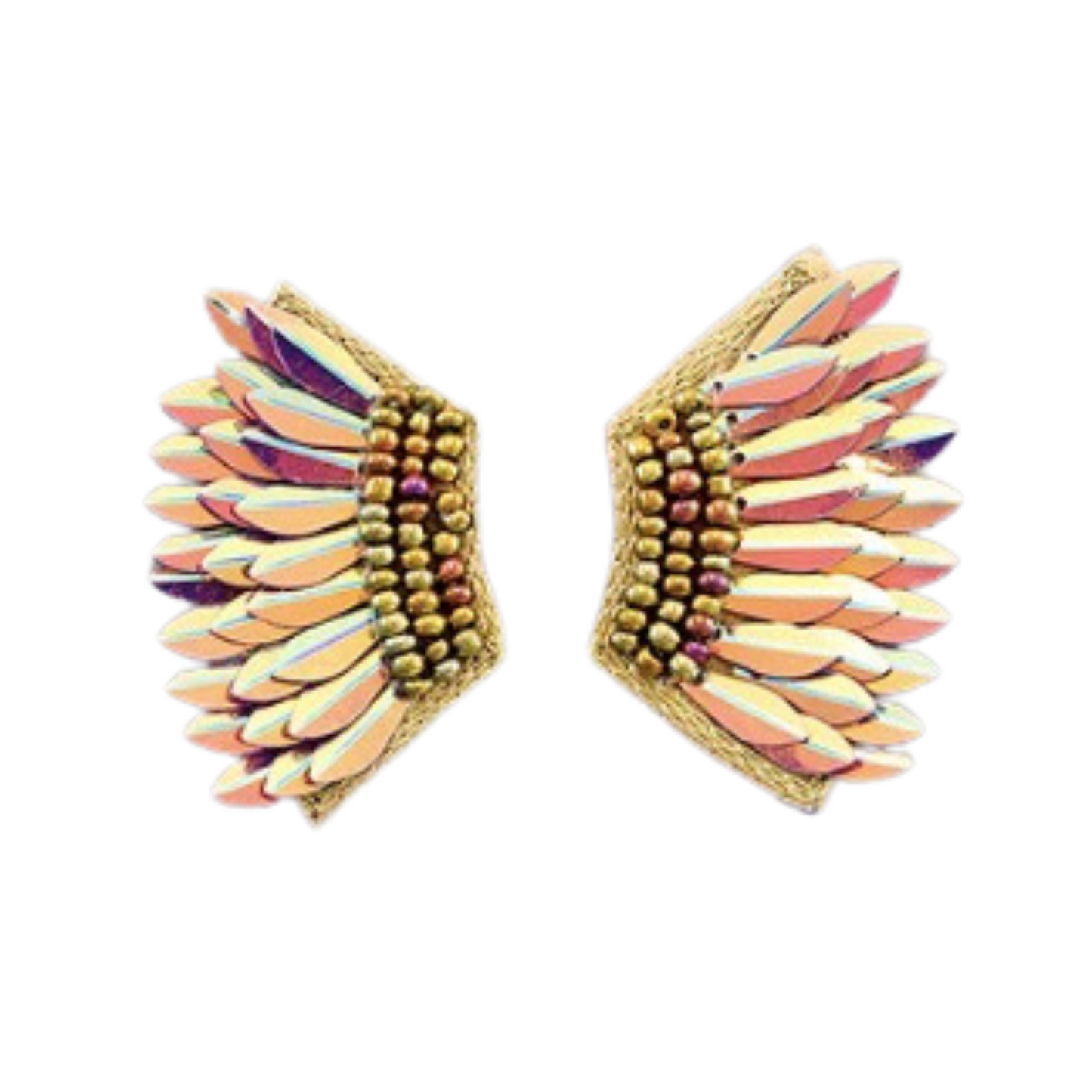 Iridescent angel wing earrings in pink