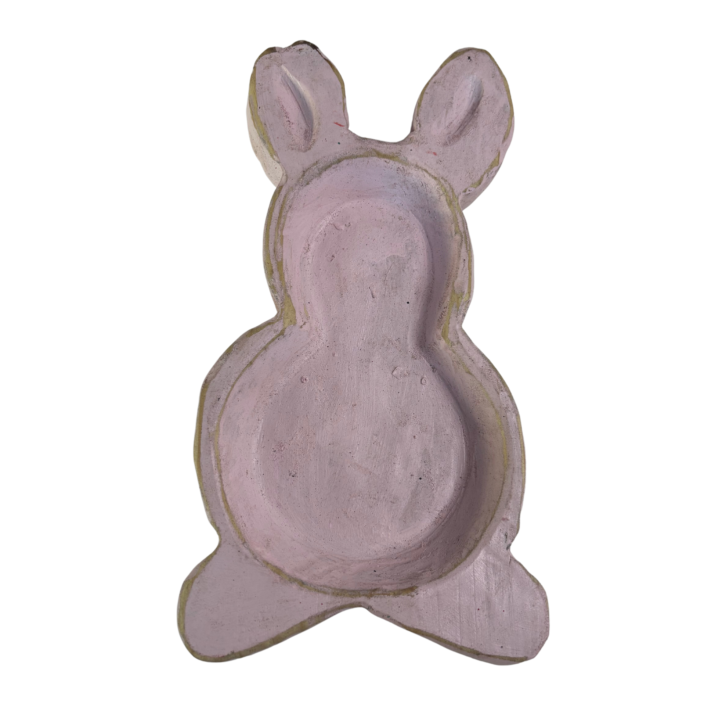 Wooden Easter Bunny dish in pink