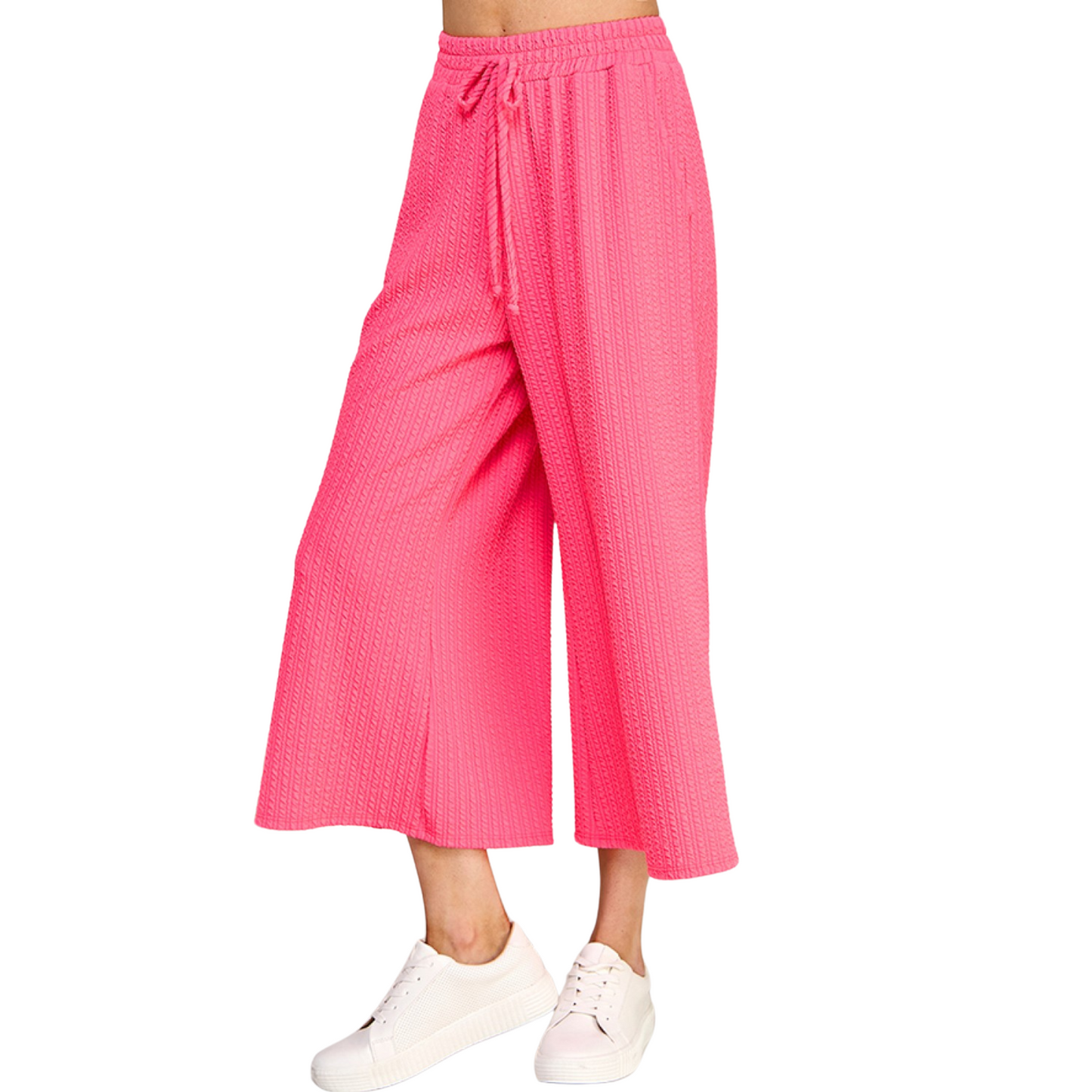 Twist Ribbed Capri Pants in pink kosmos