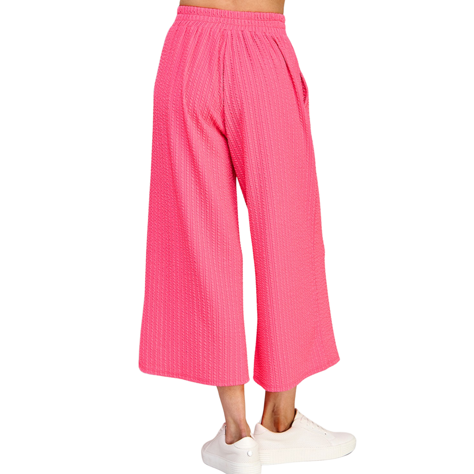 Twist Ribbed Capri Pants in pink kosmos