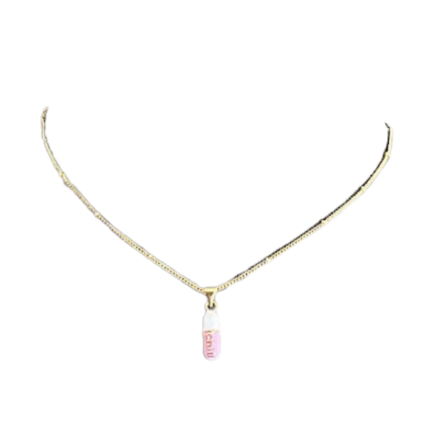 Chill pill necklace in pink