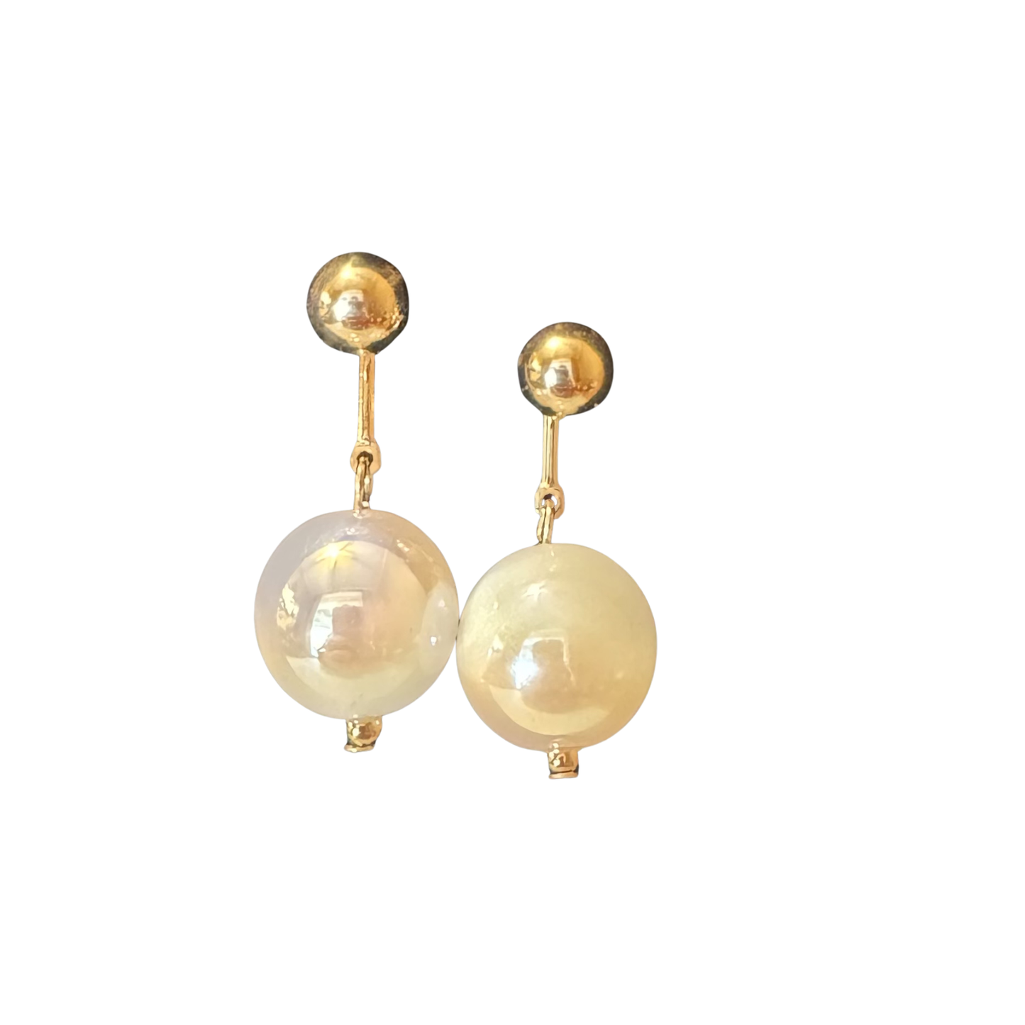 Gold Dangle Earrings in white