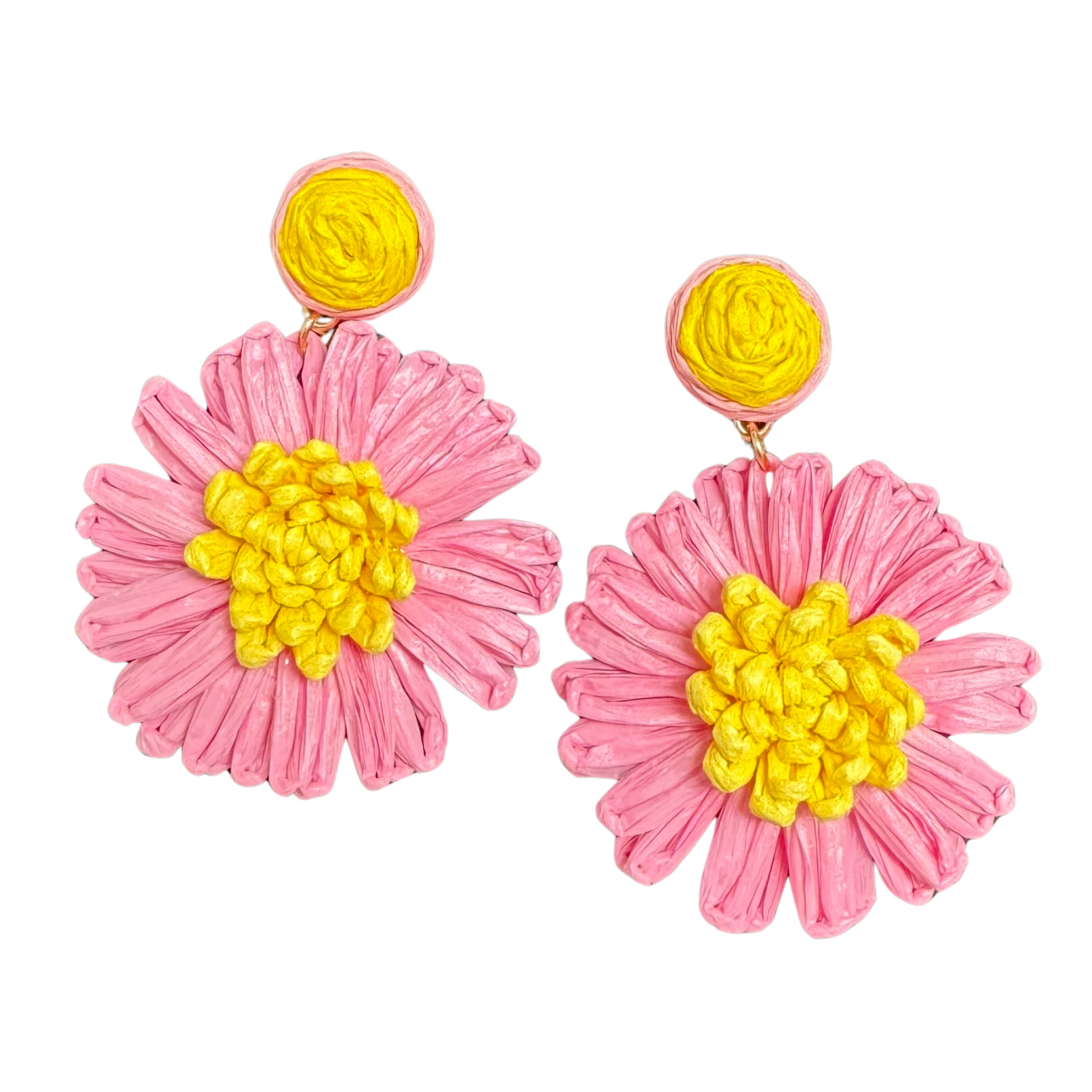Raffia Flower earrings in multicolor