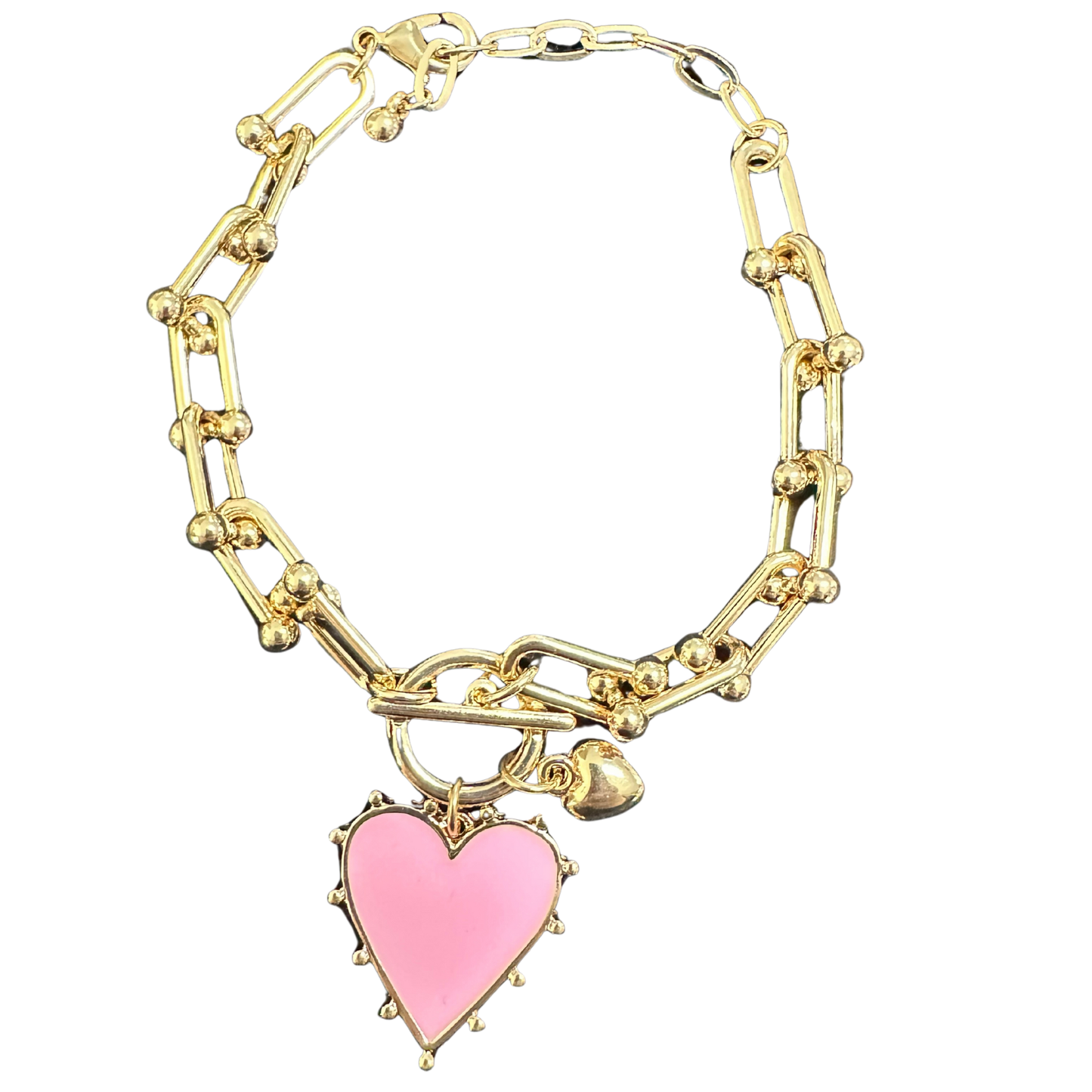 Colored Heart Bracelet in Pink