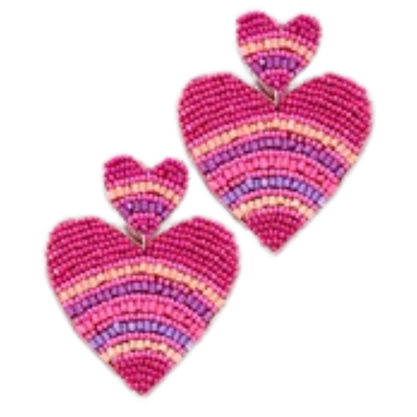 Dangle Heart Earrings in pink and purple 