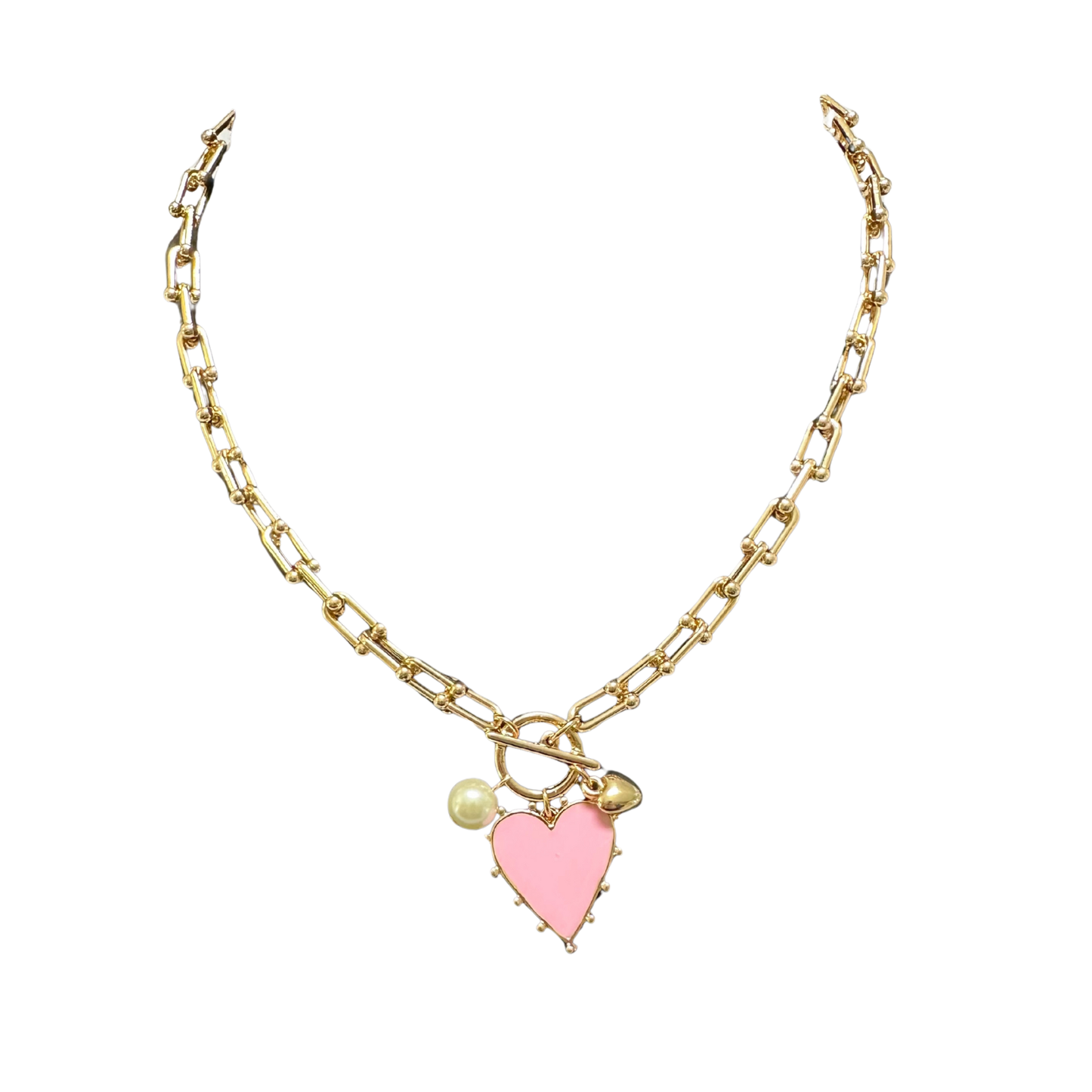Colored Heart Necklace in pink