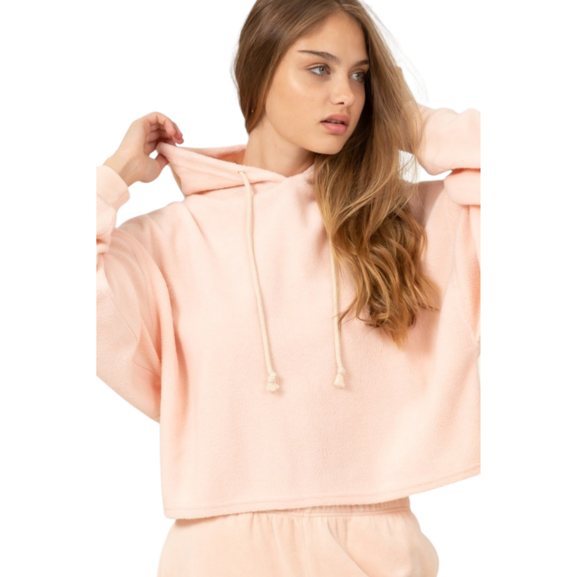 Oversized Balloon Sleeve Hoodie in pale pink