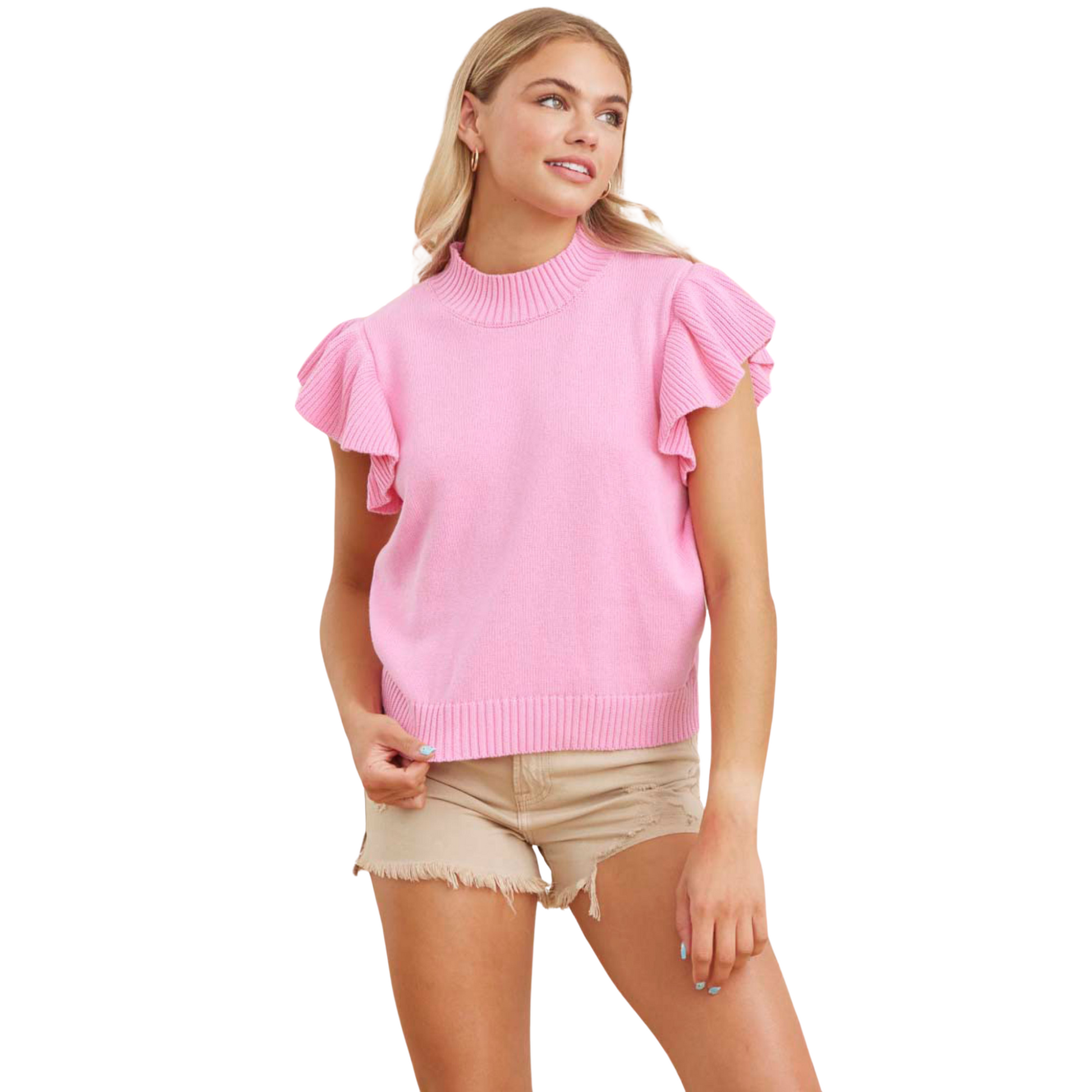 Lightweight knit top in bubble gum