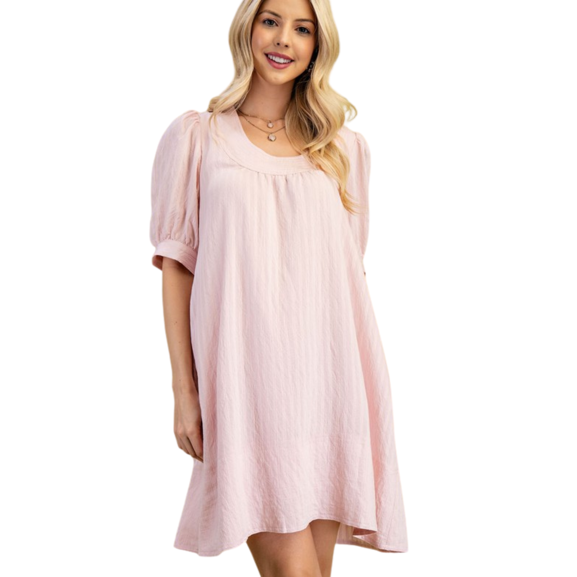 Textured mini dress in pink
