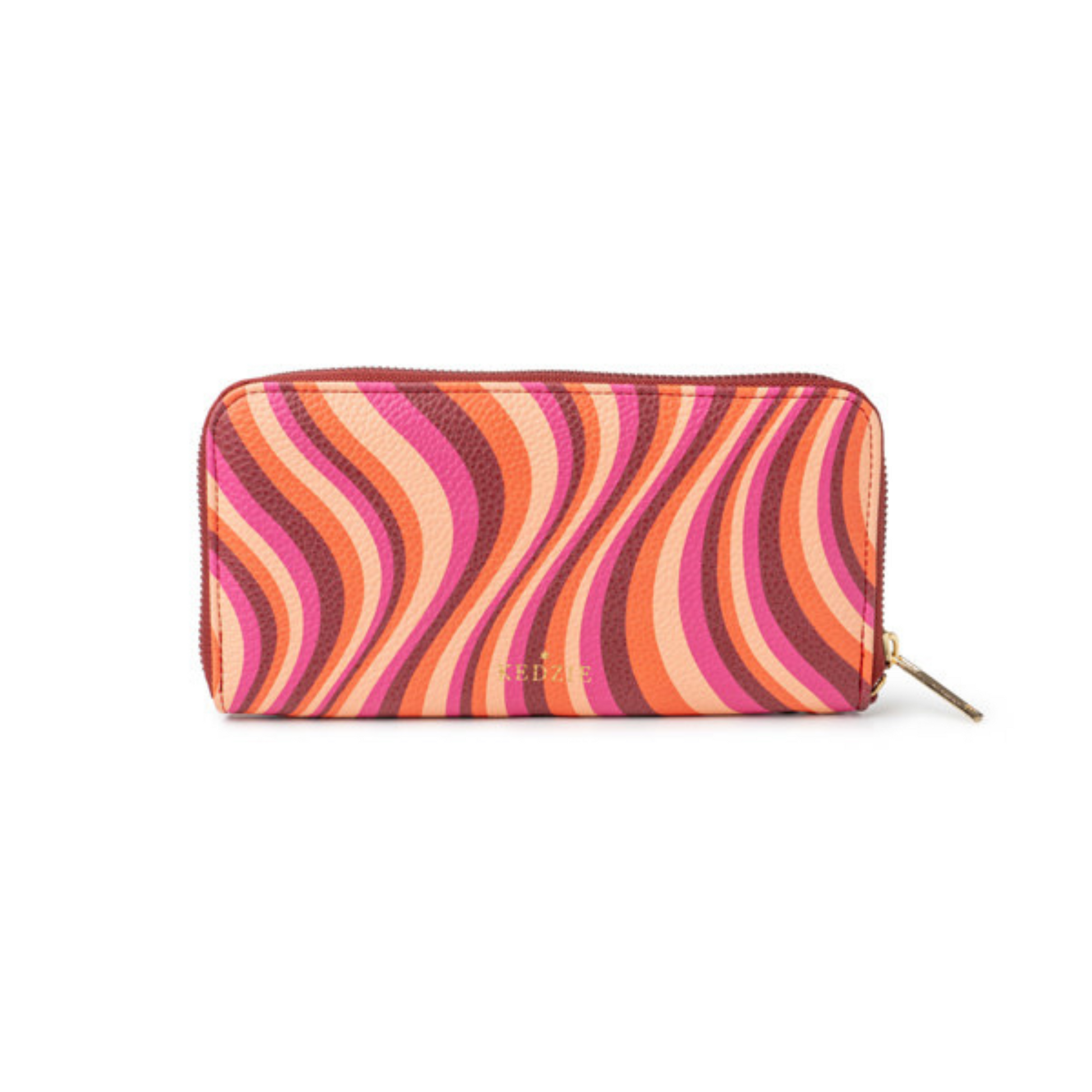 Pink Swirl Pattern style zip around clutch from Kedzie