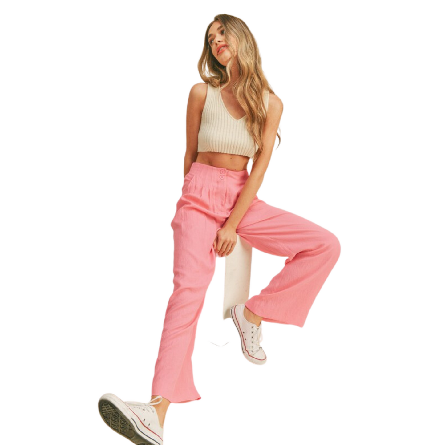 Wide leg trousers in pink