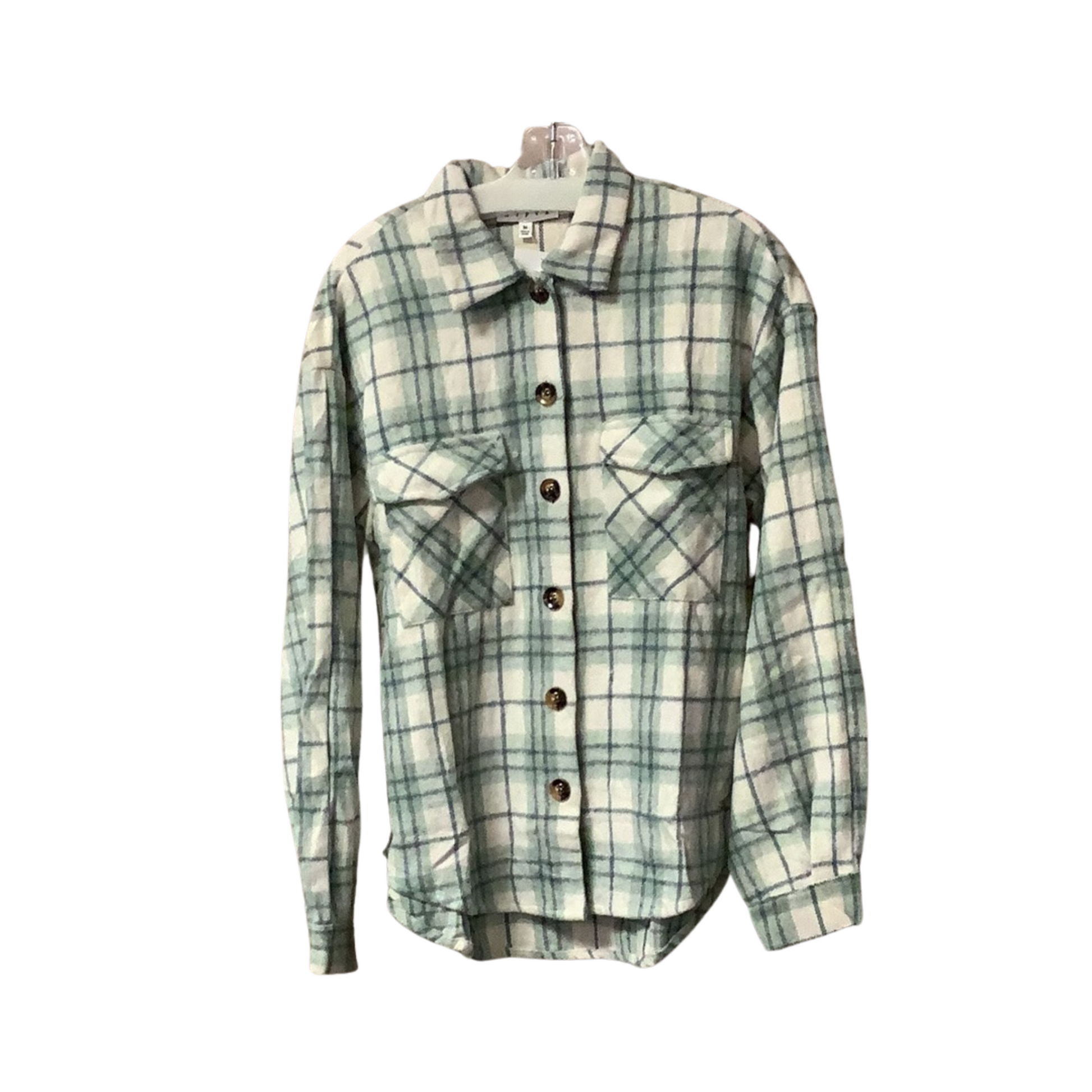 This Plaid Button Down Shacket is the perfect addition to your wardrobe this season. Crafted from a lightweight fabric, it features a classic plaid print in sage green and a classic button-up design. Layer it over your favorite outfit for a chic and stylish look.