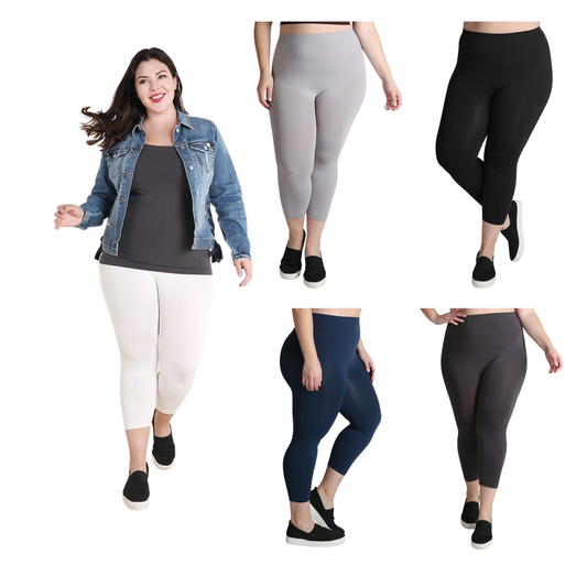 Look your best with these comfortable, yet stylish plus size capri leggings. With a variety of colors to choose from, you can pick the perfect pair for any occasion. Perfect for casual wear or a night out, Capri leggings provide a flattering silhouette you'll love.