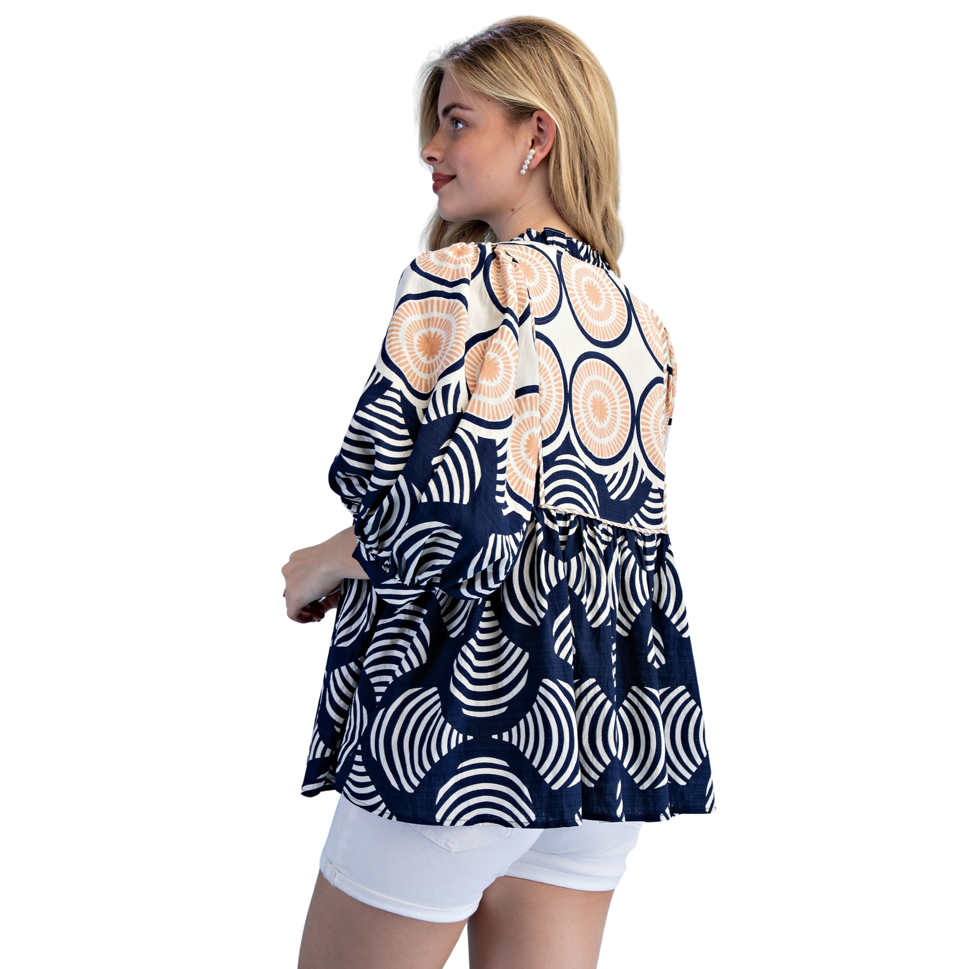 Effortless style meets comfort in this GiGio printed babydoll top, designed for the modern plus-size wardrobe. The relaxed short sleeves and flattering silhouette create a breezy, feminine look perfect for casual outings or layering. Soft fabric drapes beautifully while the playful print adds personality to any ensemble. A versatile piece that transitions seamlessly from day to night.