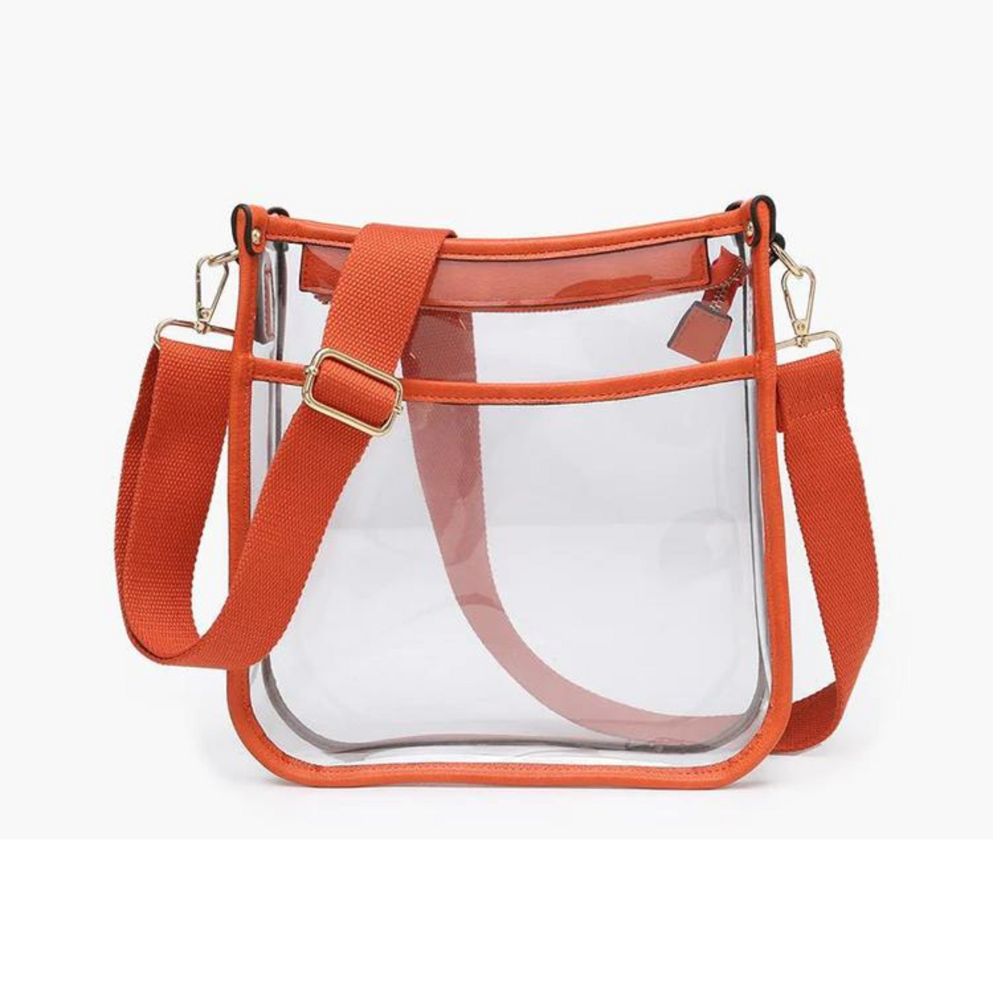 Posie clear crossbody purse in burnt orange