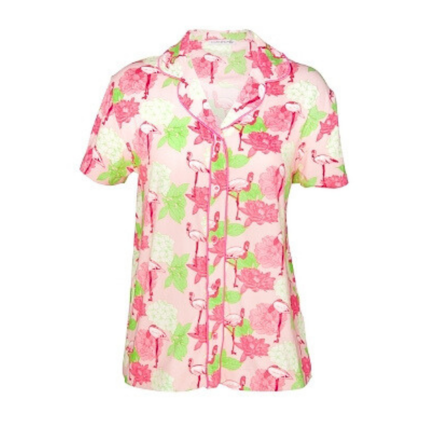 Printed Notch Collar Pajama Top