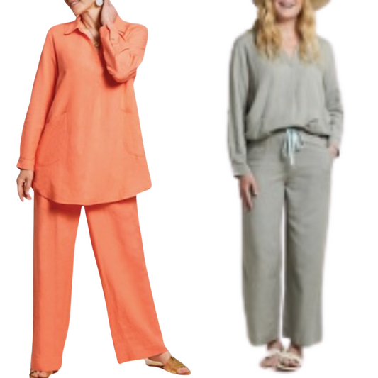 These Pull on Pants with Drawstring from Tribal are essential for your wardrobe. With two cool and vibrant colors--coral and bay leaf--available, you can easily find a perfect match for your existing outfits. Enjoy the comfy and flattering construction