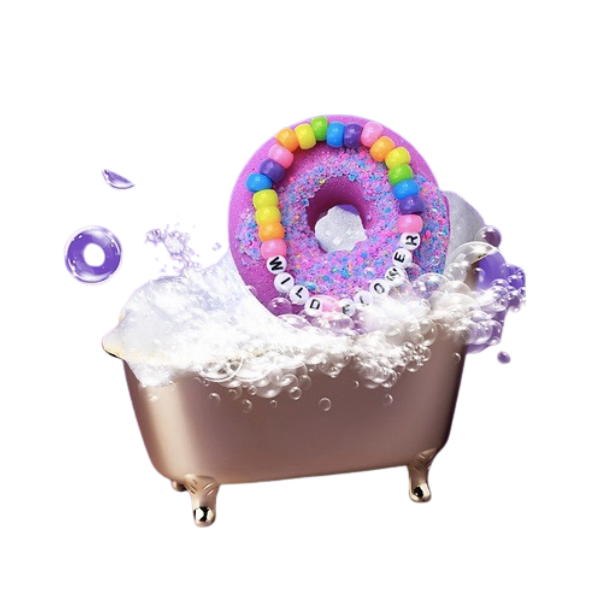 Donut Bath Bomb and bracelet set in purple