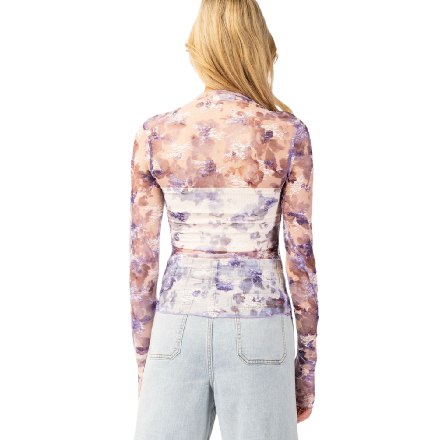 Bring a touch of elegance to your wardrobe with our Floral Mock Neck Sheer Top by ee. This stylish top features a delicate floral print and sheer fabric, adding a feminine touch to any outfit. Made with high-quality materials, this top offers both style and comfort. Perfect for any occasion.