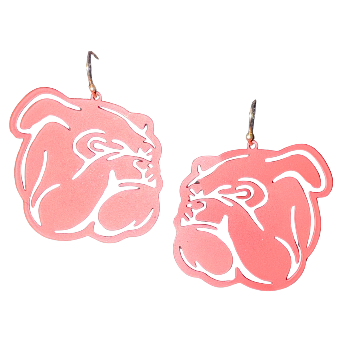 Bulldog dangle earrings in red