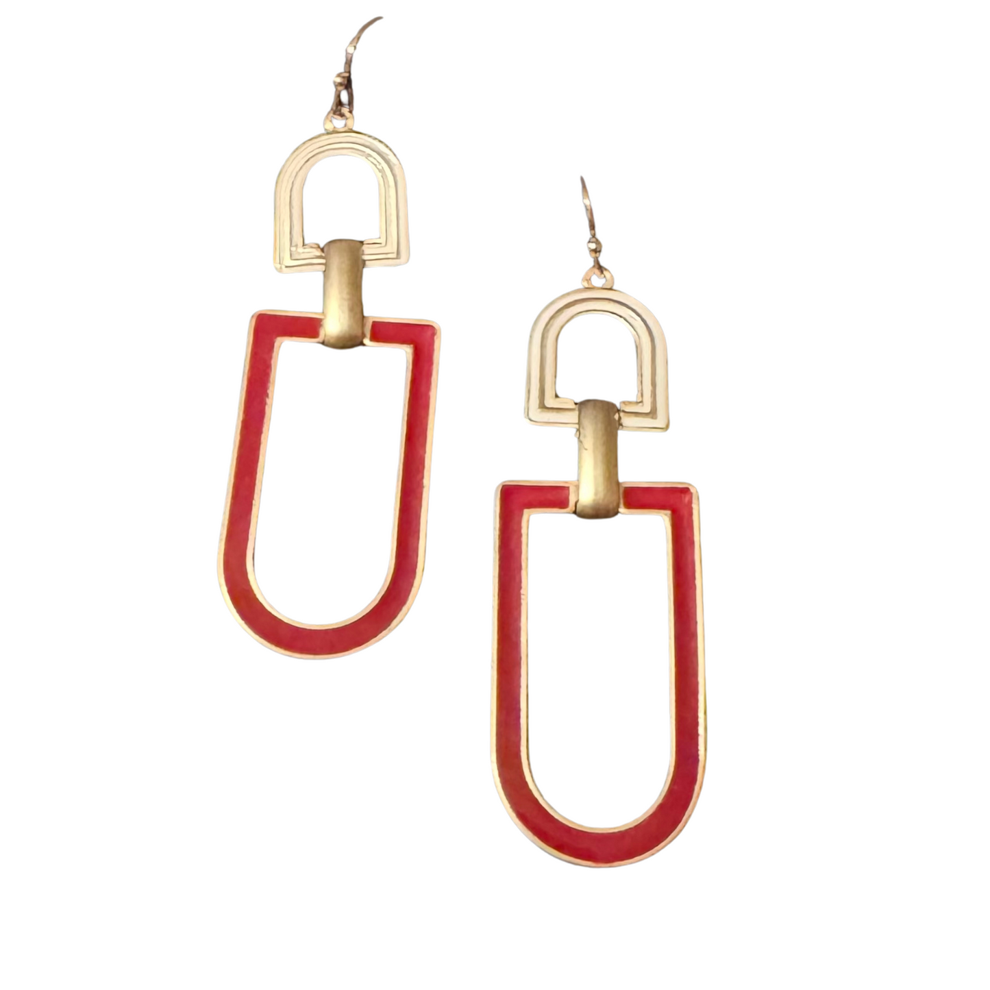 Collegiate dangle earrings in crimson and white