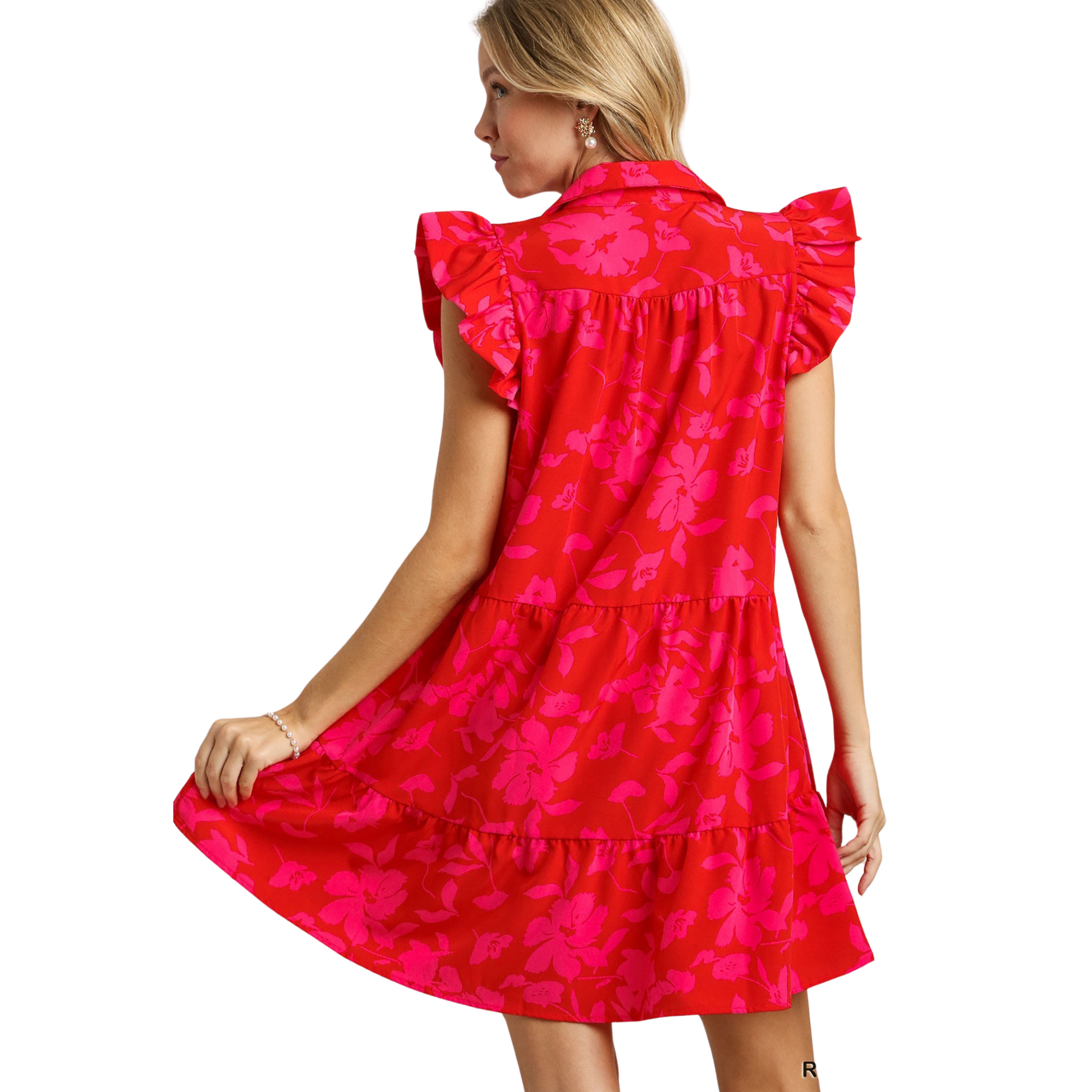 Expertly designed with a mix of red and pink florals, this Collared Flutter Sleeve Dress from Umgee is the perfect mini dress for any occasion. With flutter sleeves and a collared neckline, this dress combines fashion and comfort for a stylish look and feel.