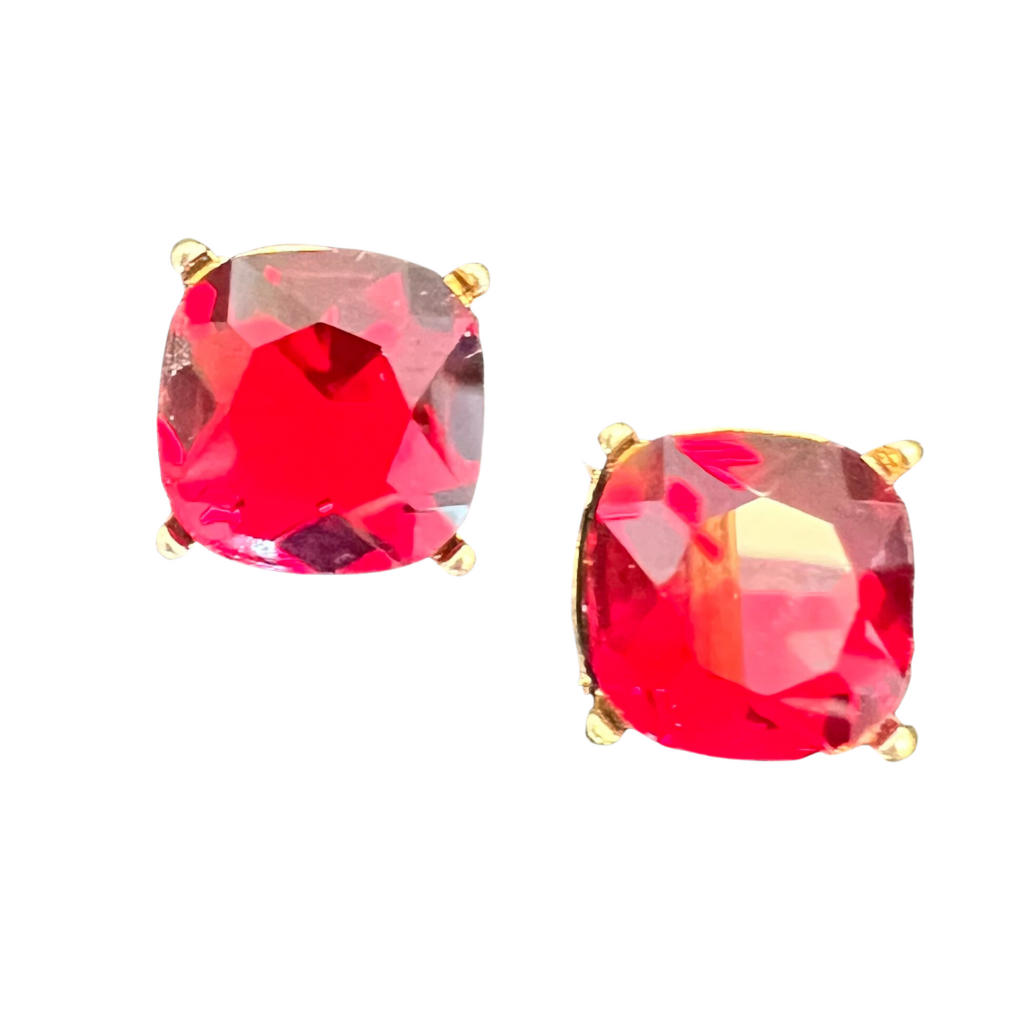Large red stone stud earrings