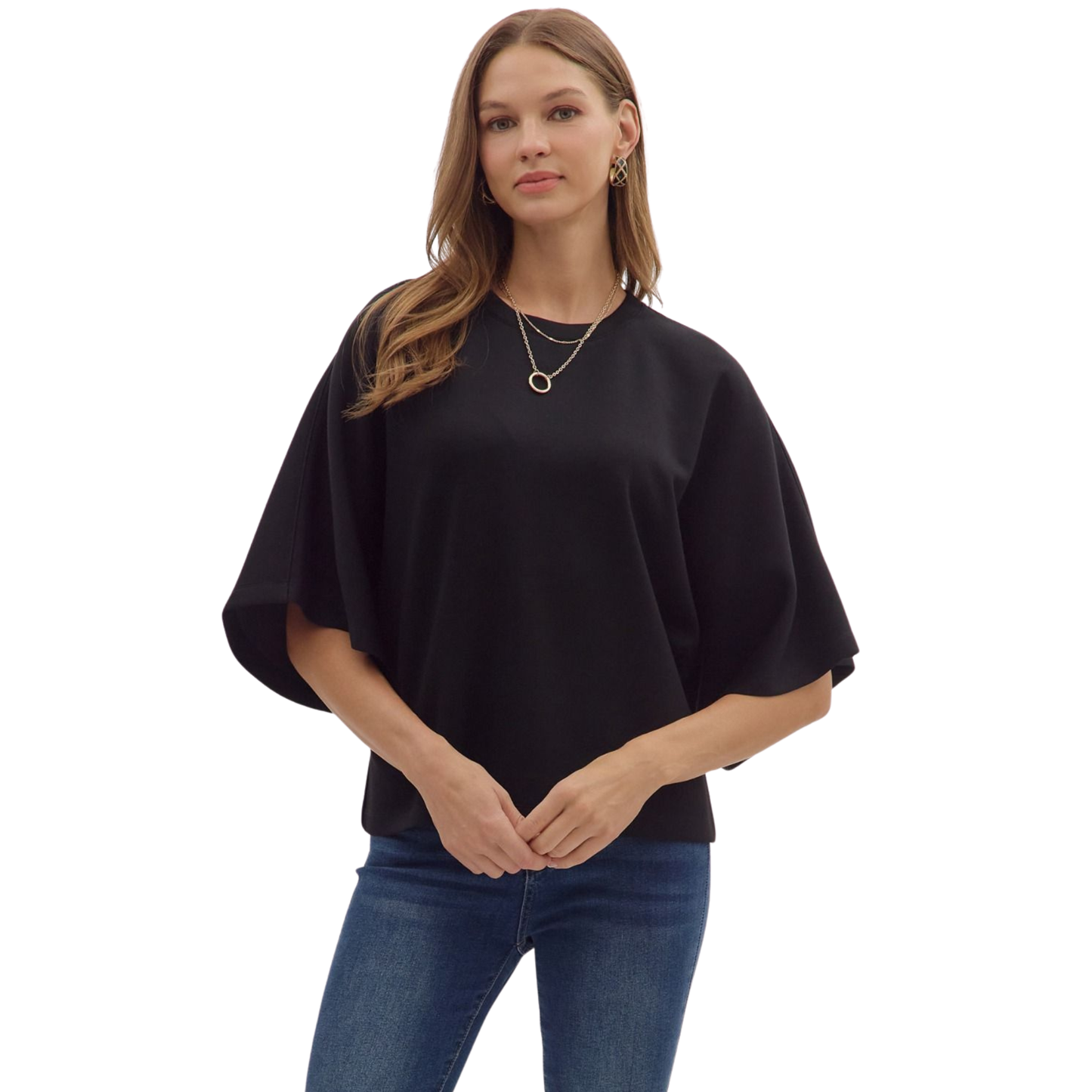 Effortlessly versatile, this Entro half-sleeve top delivers comfort without compromise. The relaxed fit drapes beautifully while maintaining a polished silhouette, making it an ideal layering piece or standalone essential. Crafted in classic black, it transitions seamlessly from casual weekends to professional settings. The loose construction allows for unrestricted movement, while quality construction ensures lasting wear. A wardrobe staple that works as hard as you do.