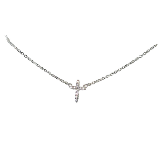 This Silver Rhinestone Cross Necklace from Skosh offers uncompromised quality and shine. Crafted with a silver finish and rhinestone accents, the short necklace features a cross pendant perfect for daily wear. Enjoy a luxurious look with this exquisite jewelry piece.