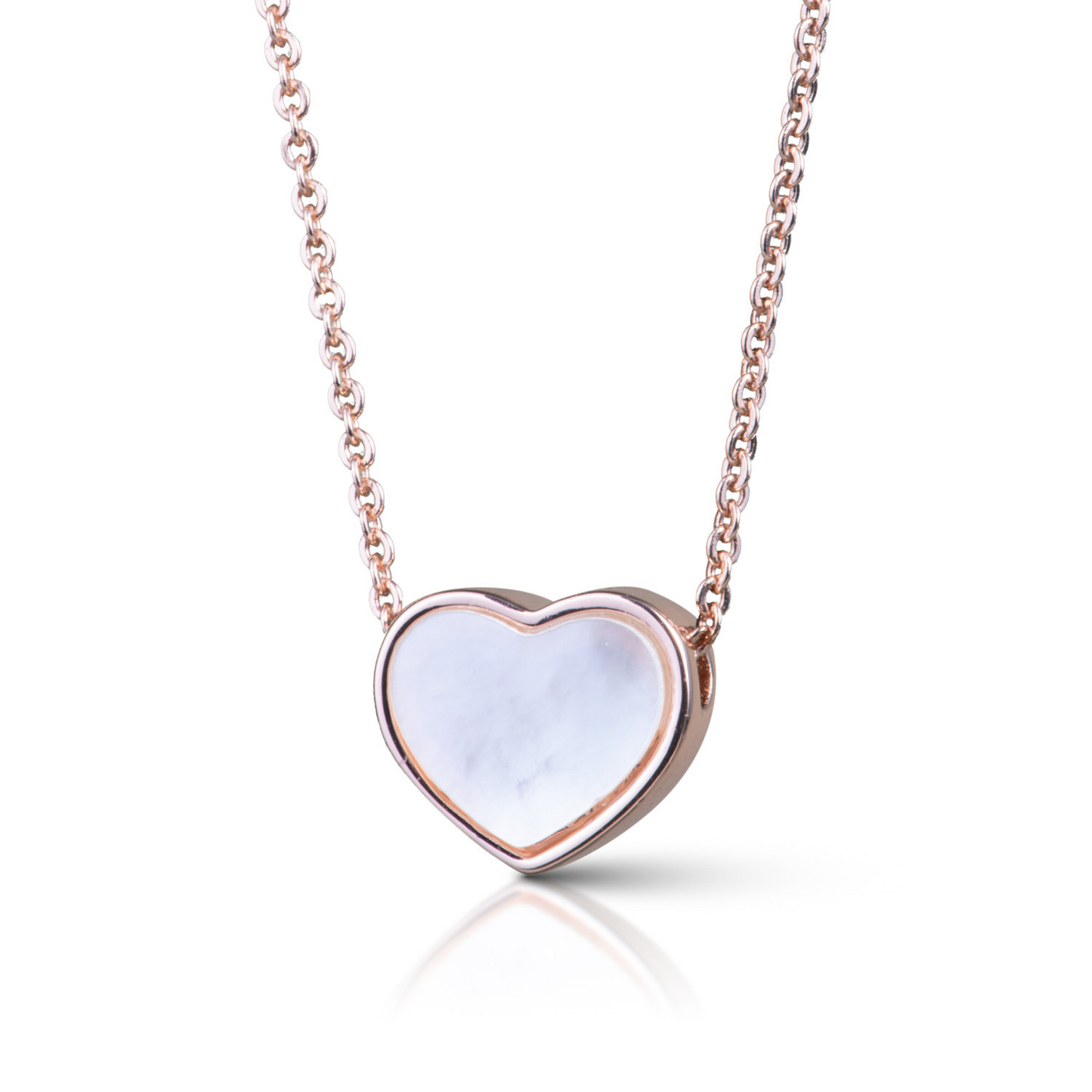 Heart mother of pearl necklace in rose gold