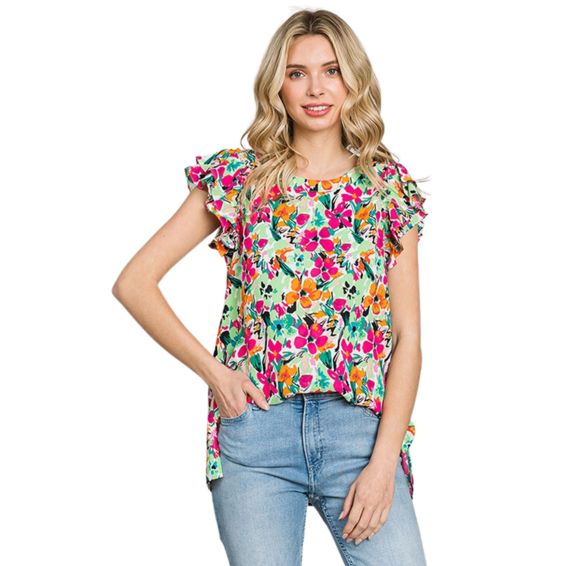 ruffle sleeve floral top