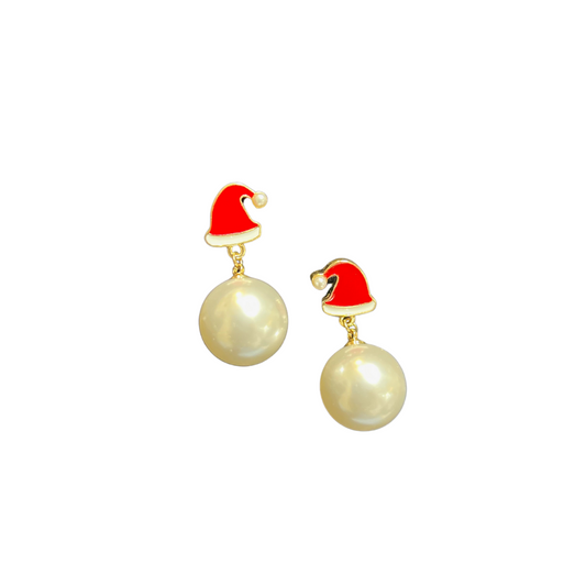 &nbsp;These dangle pearl earrings from Ete add a festive touch to any holiday outfit with their unique santa hat accent. The elegant design and high-quality materials make them a perfect accessory for any occasion. Elevate your style with these statement earrings.