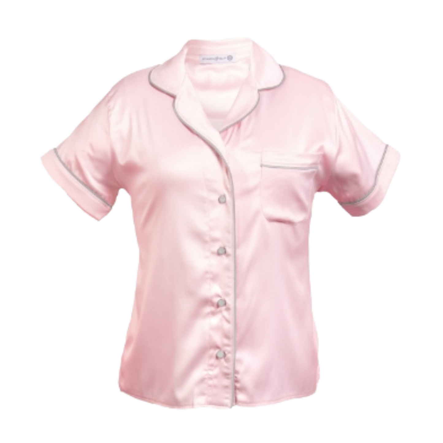 Satin Notch Collar Pajama Top