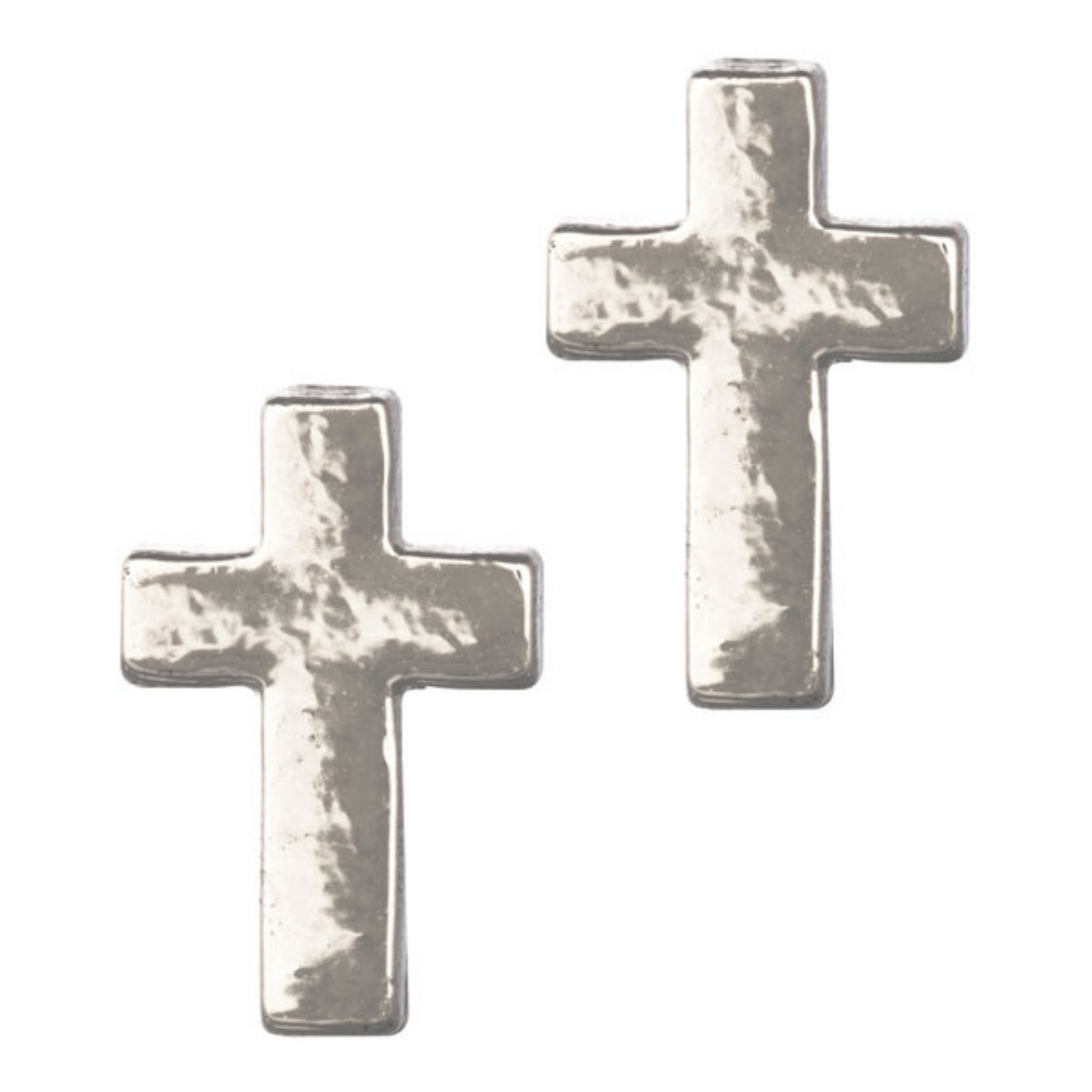 small silver cross stud earrings