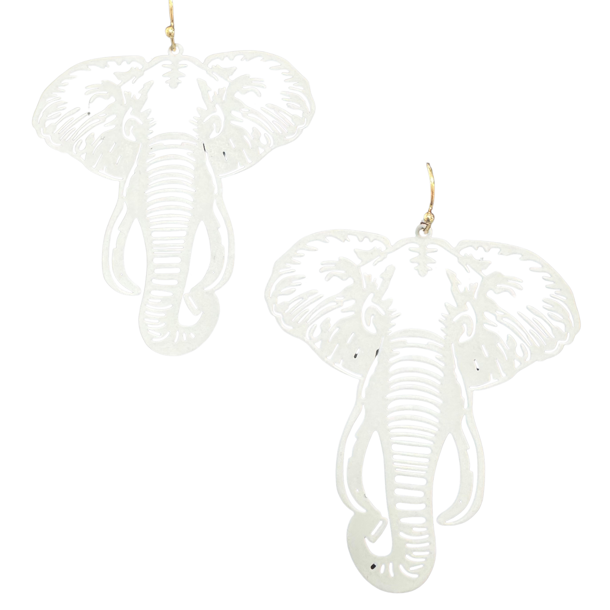 Elephant silhouette earrings in silver